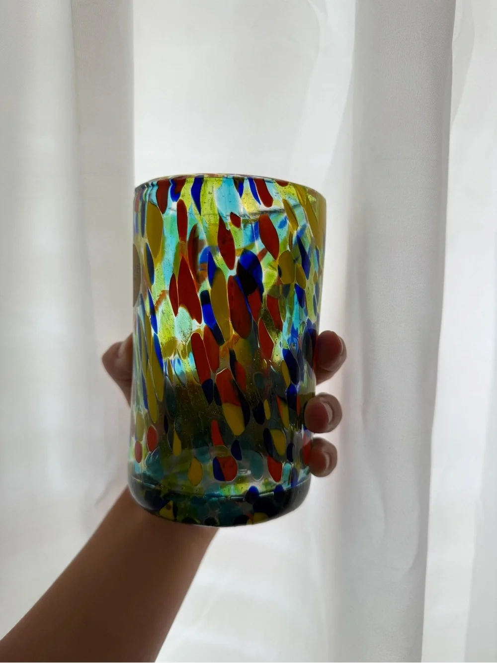 Amici Home Handmade Mexican Confetti Glass Pitcher & 4 Tumblers Set
